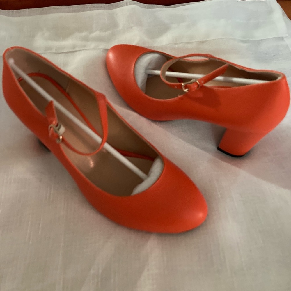 Orange chunky heels. Size 8.5
